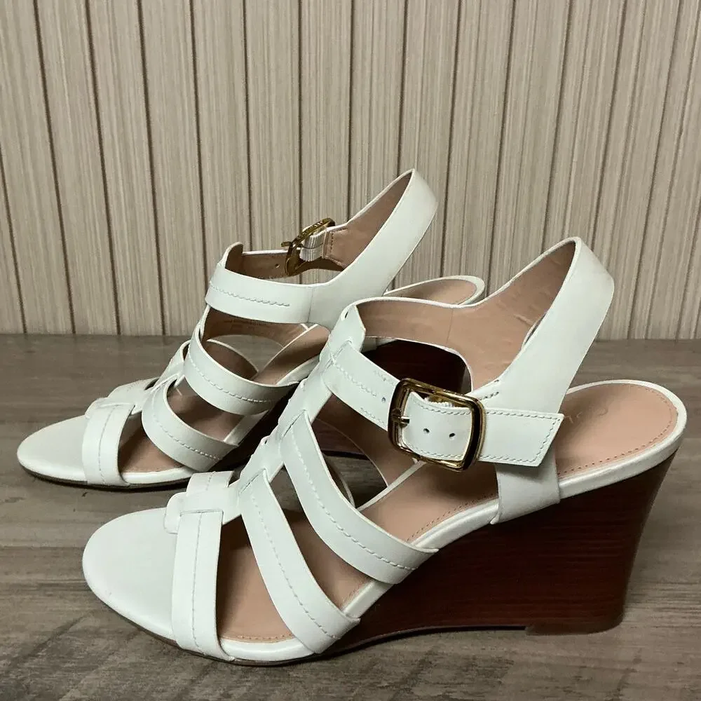 Cole Haan Women’s Josie Fisherman Wedge Sandals Ivory Size 7B